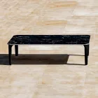 Tavolino da Caffè da Giardino in Alluminio e Piano in Gres 7 Finiture - Filomena Viadurini