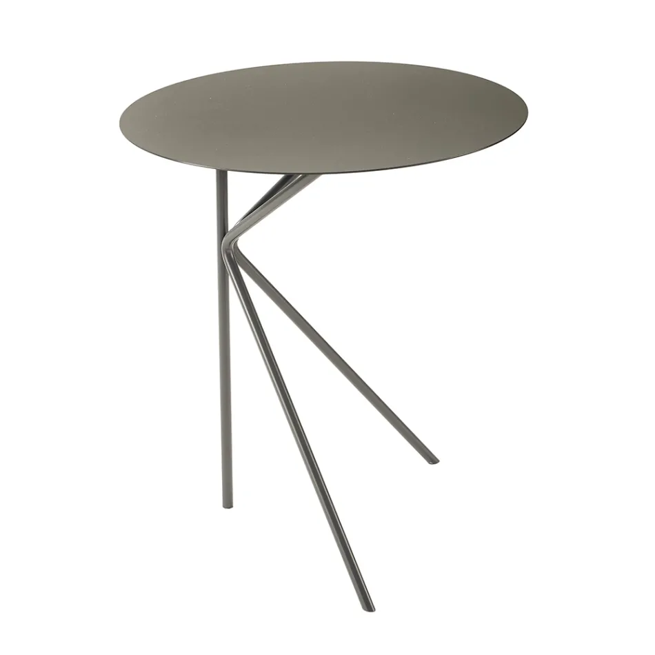 Tavolino da Caffè in Metallo Tondo, Design in Vari Colori e 2 Misure - Olesya Viadurini