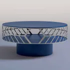 Tavolino da Caffè Moderno Basso di Design Blu o Bordeaux con Anello - Lok Viadurini