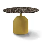 Tavolino da Caffè Tondo in Cristallo Forgiato e Metallo Made in Italy - Livigno Viadurini