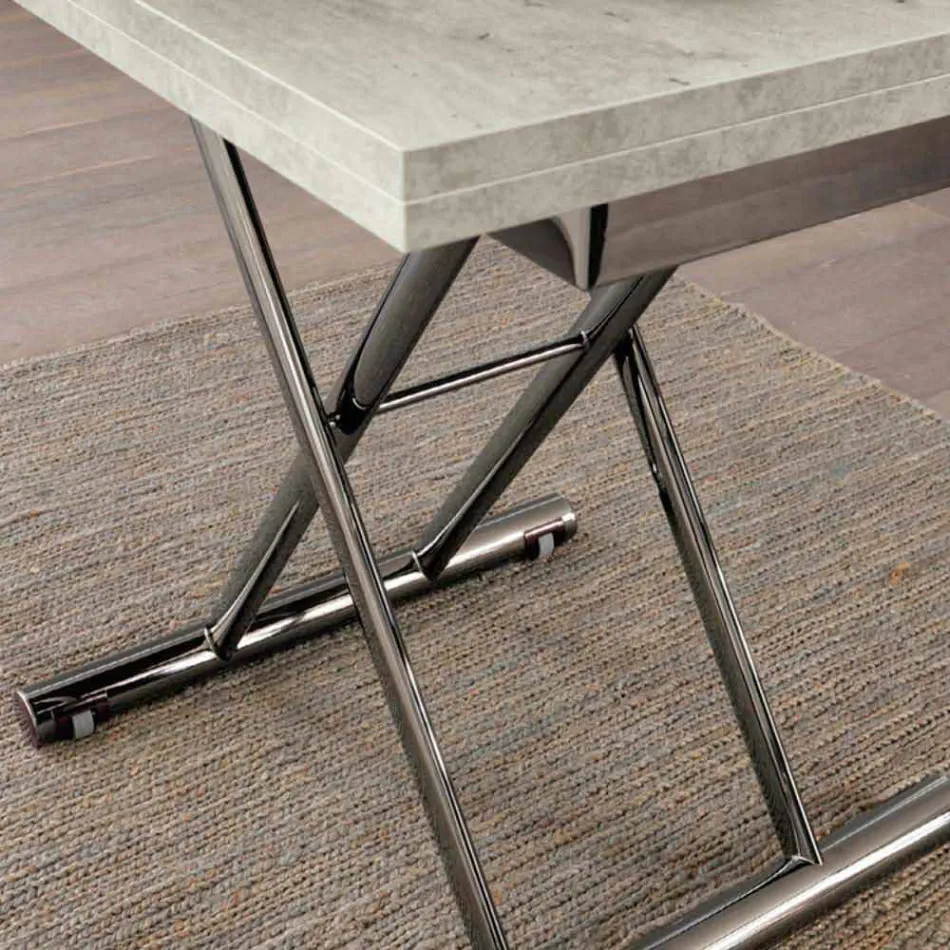 Tavolino da Caffè Trasformabile Moderno in Legno e Metallo Made in Italy - Gabri Viadurini