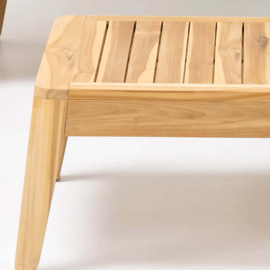 Tavolino da Esterno in Legno Teak Naturale - Jhon Viadurini
