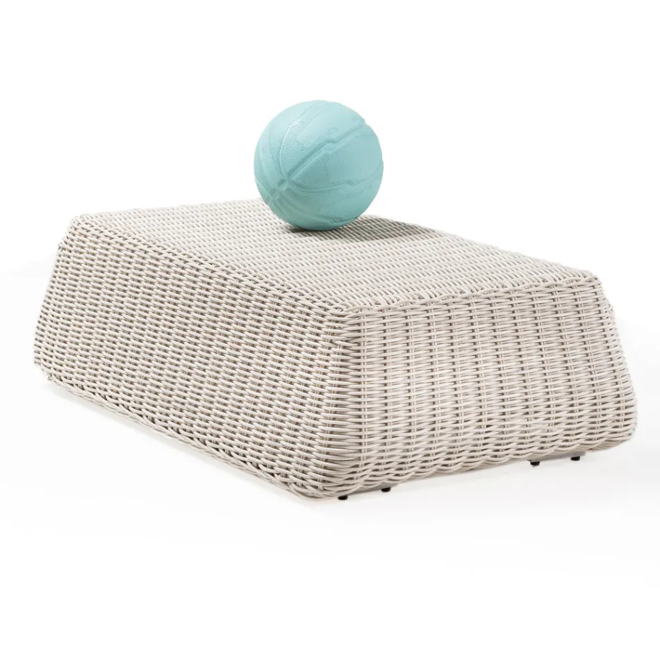 Tavolino da Esterno in Polyrattan Intrecciato a Mano - Charlie Viadurini