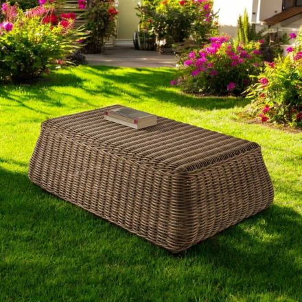 Tavolino da Esterno in Polyrattan Intrecciato a Mano - Charlie Viadurini