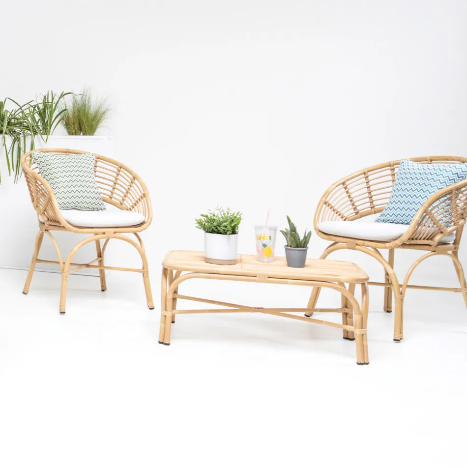 Tavolino da Giardino in Alluminio e Intreccio in Polyrattan - Ellide Viadurini