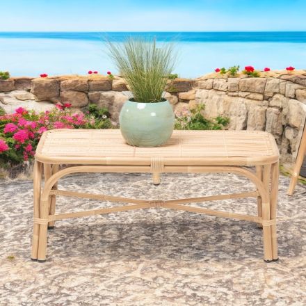 Tavolino da Giardino in Alluminio e Intreccio in Polyrattan - Ellide Viadurini