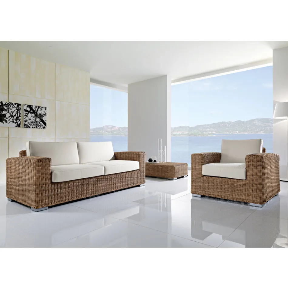 Tavolino da Giardino in Polyrattan Intrecciato a Mano - Yoko Viadurini