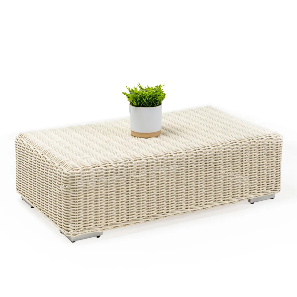 Tavolino da Giardino in Polyrattan Intrecciato a Mano - Yoko Viadurini