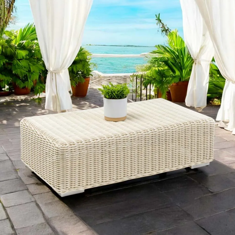 Tavolino da Giardino in Polyrattan Intrecciato a Mano - Yoko Viadurini