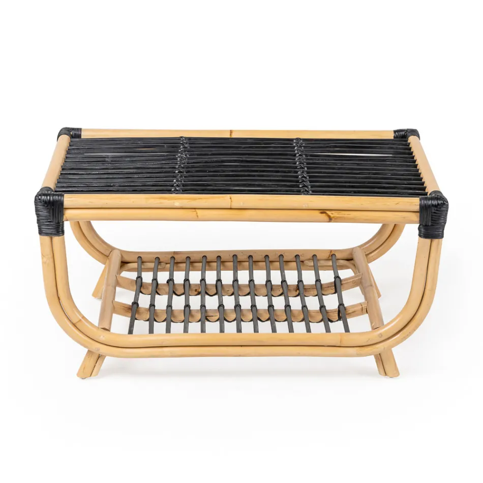Tavolino da Giardino in Rattan Naturale Intrecciato a Mano – Catelyn Viadurini