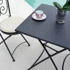 Tavolino da Giardino Quadrato Pieghevole in Ferro Grigio Antracite - Zoubiba Viadurini