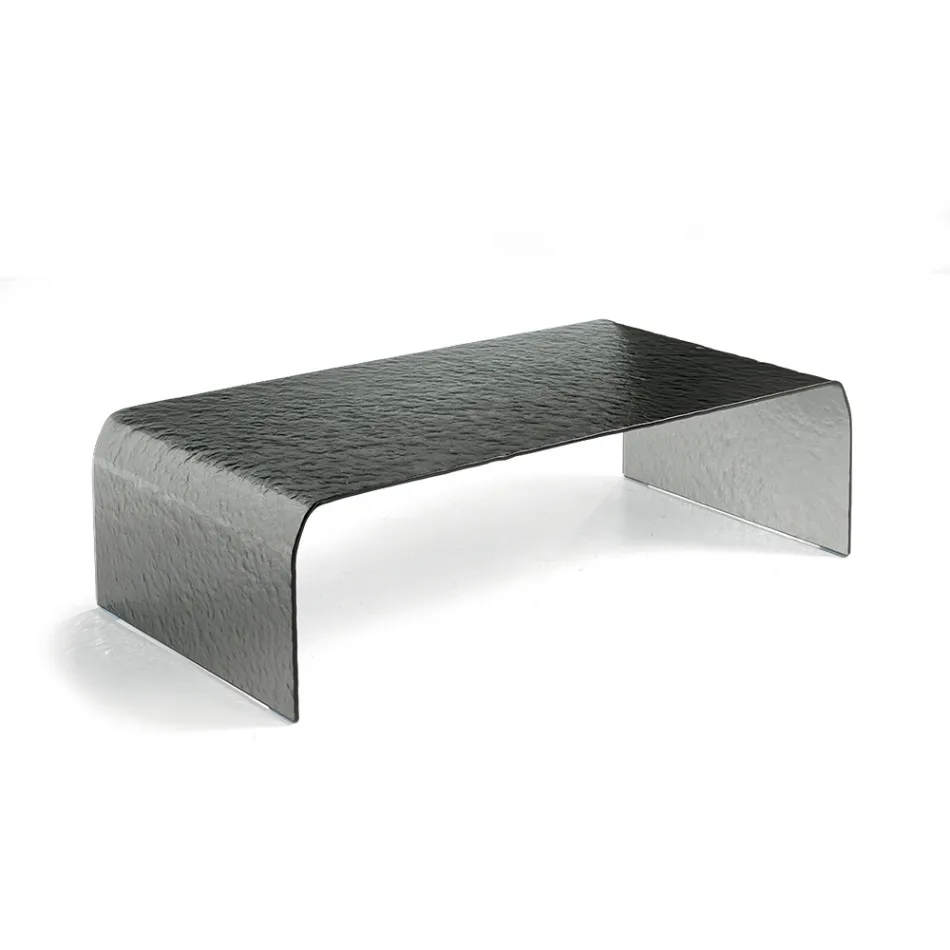 Tavolino da Interno in Vetro Curvato Effetto Martellato Made in Italy - Gelsomina Viadurini