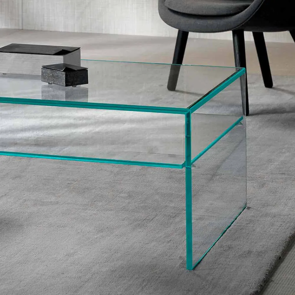 Tavolino da Salotto a Ponte in Vetro Extrachiaro Made in Italy – Tifrana Viadurini