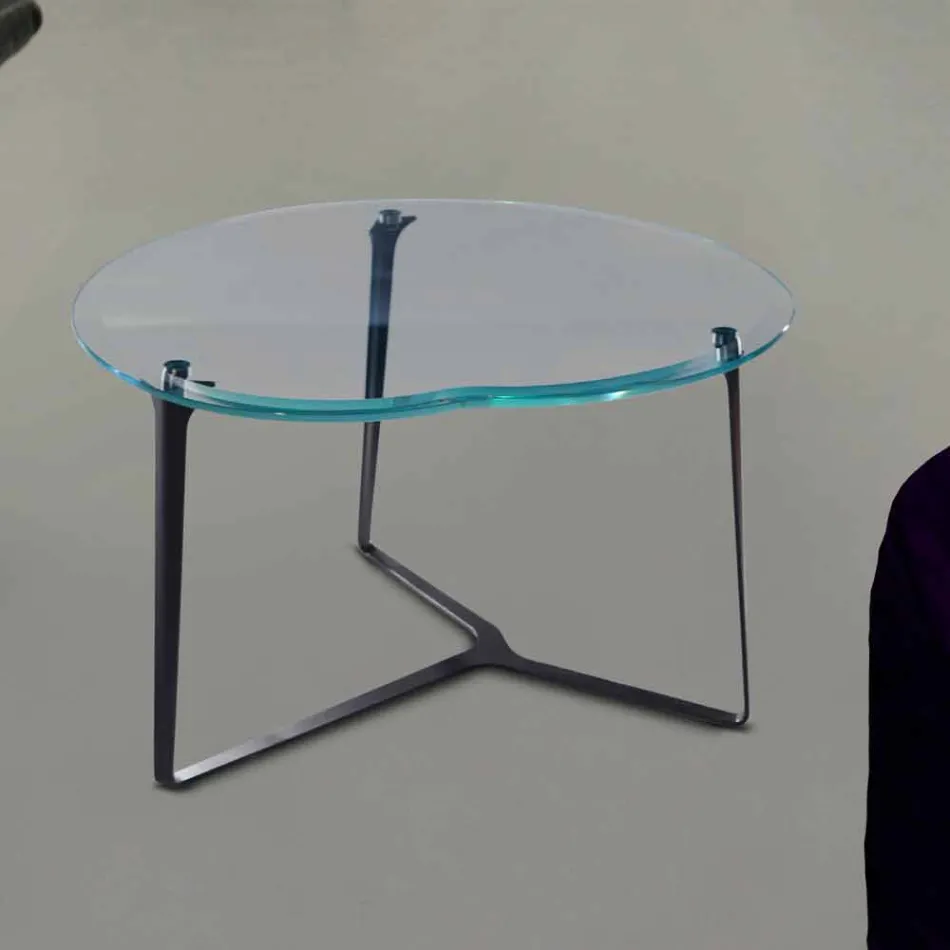 Tavolino da Salotto Artigianale in Vetro e Acciaio Made in Italy - Alicante Viadurini