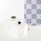 Tavolino da salotto bianco moderno 40x40cm Terry Small, made in Italy Viadurini