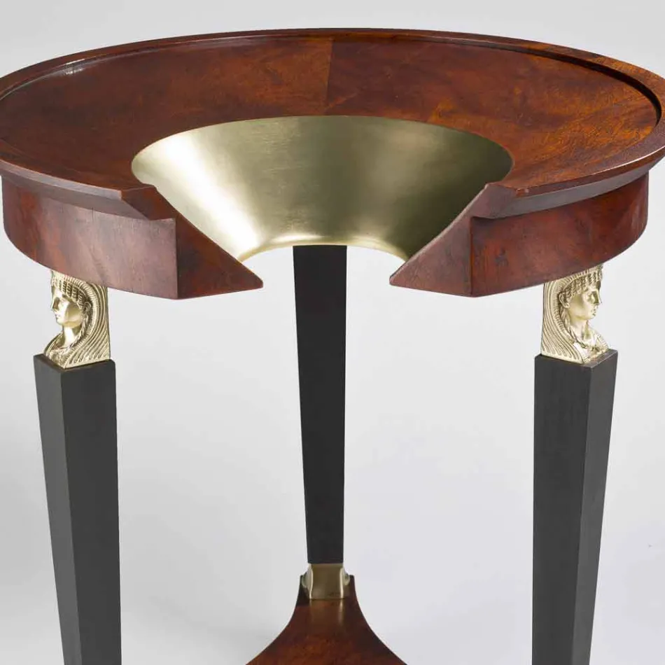 Tavolino da salotto con piano in vetro e decorazioni in ottone, Venere Viadurini