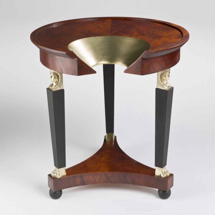 Tavolino da salotto con piano in vetro e decorazioni in ottone, Venere Viadurini