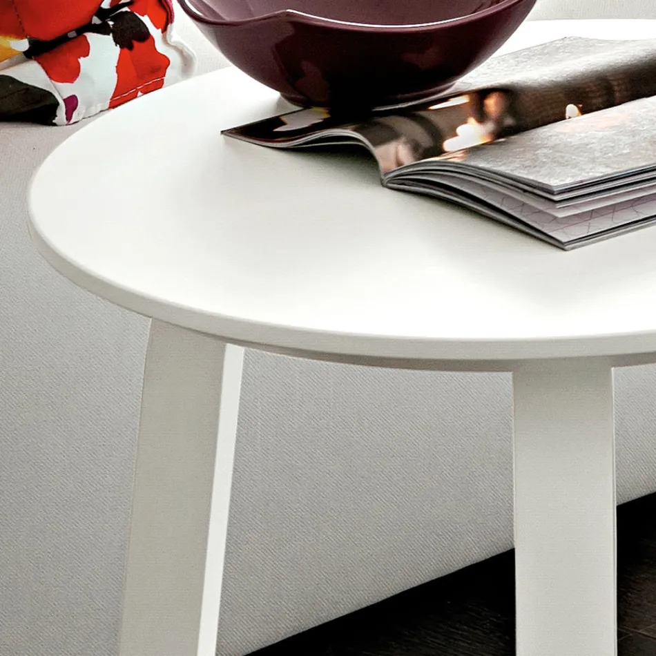 Tavolino da Salotto con Piano Rotondo in MDF laccato Made in Italy, Pregiato - Tobiko Viadurini
