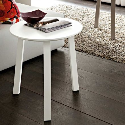 Tavolino da Salotto con Piano Rotondo in MDF laccato Made in Italy, Pregiato - Tobiko Viadurini
