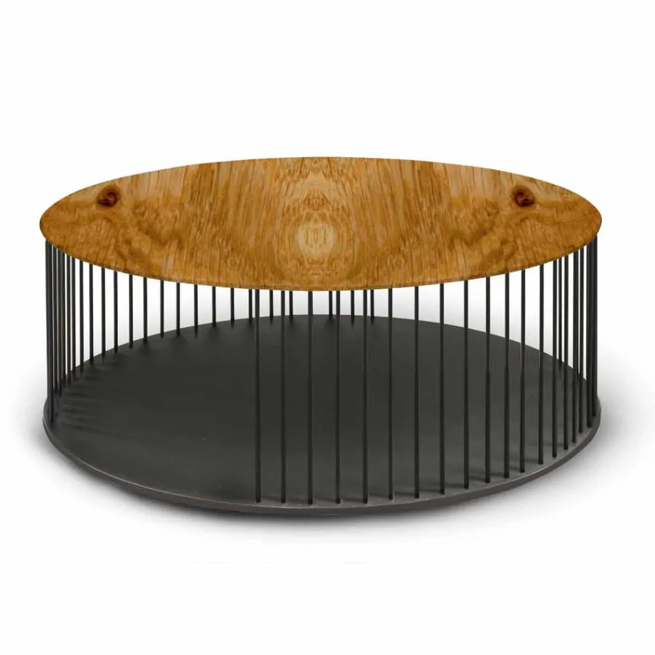 Tavolino da Salotto con Piano Tondo in Legno Realizzato in Italia - Montebianco Viadurini