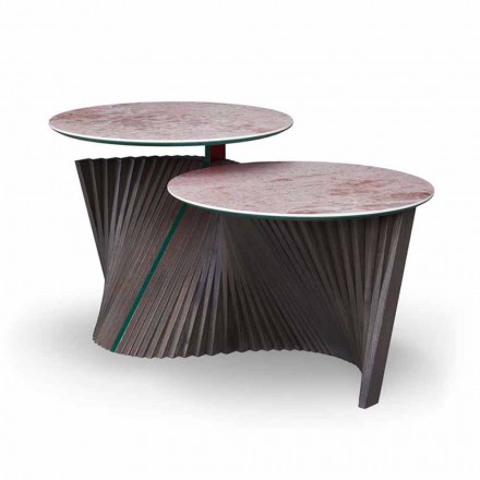 Tavolino da Salotto Design con 2 Piani Rotondi in Gres Made in Italy - Stoccolma Viadurini