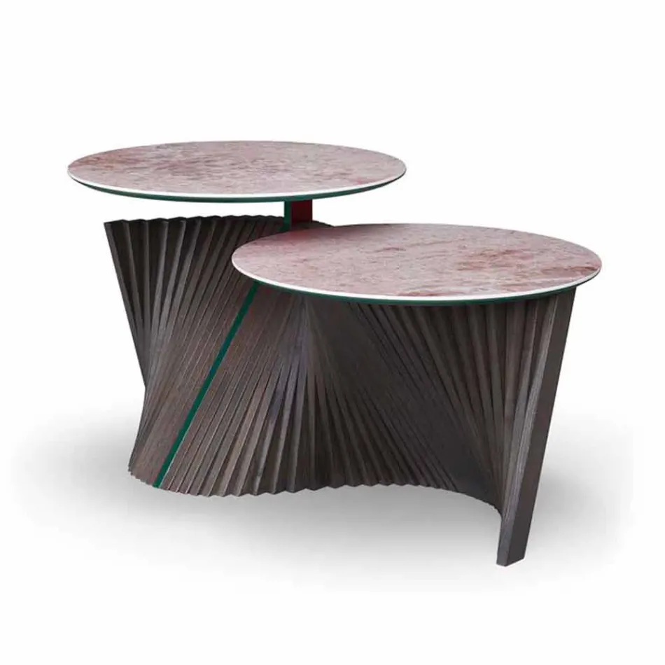 Tavolino da Salotto Design con 2 Piani Rotondi in Gres Made in Italy - Stoccolma Viadurini
