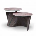 Tavolino da Salotto di Lusso a 2 Piani Rotondi in Gres Made in Italy - Stoccolma