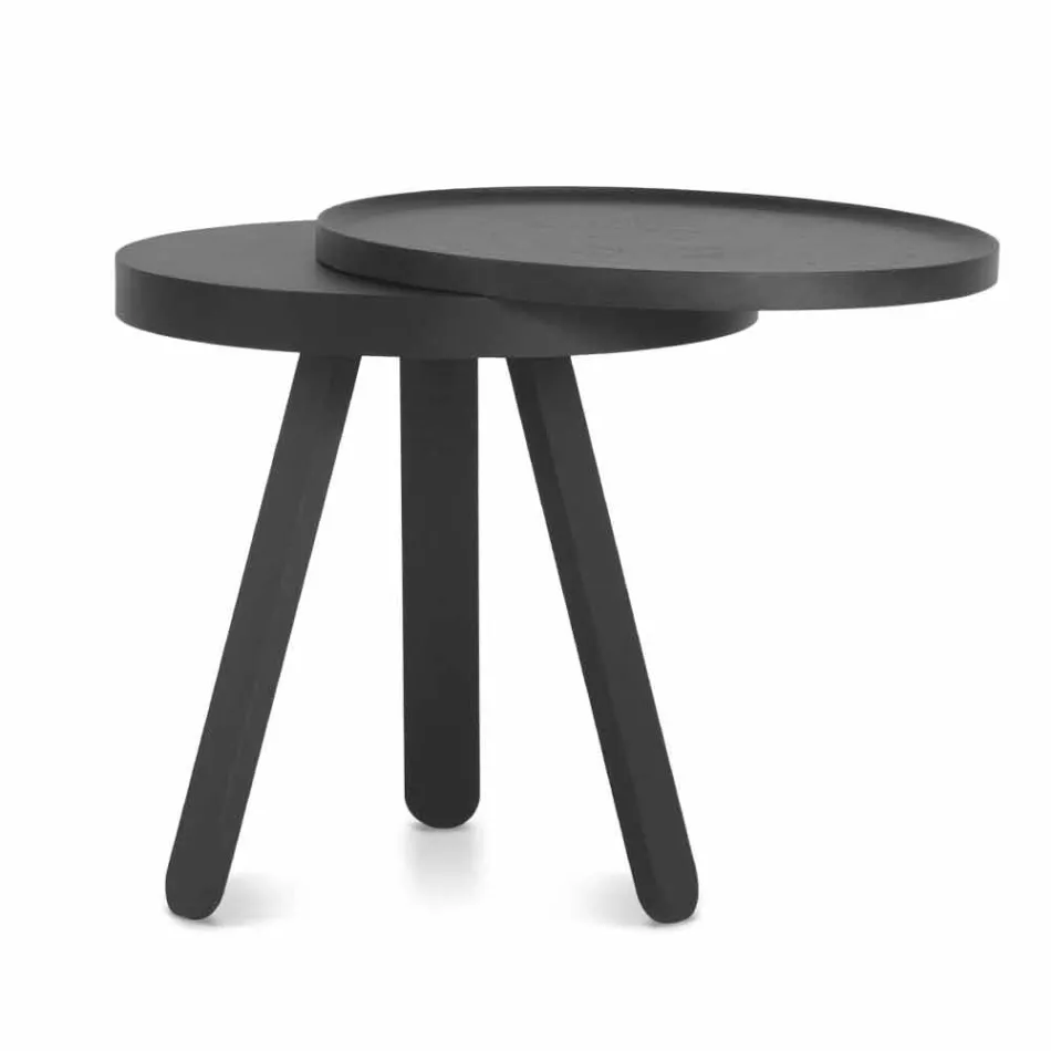 Tavolino da Salotto Design con Piano Rotondo e Gambe in Legno Massello - Salerno Viadurini