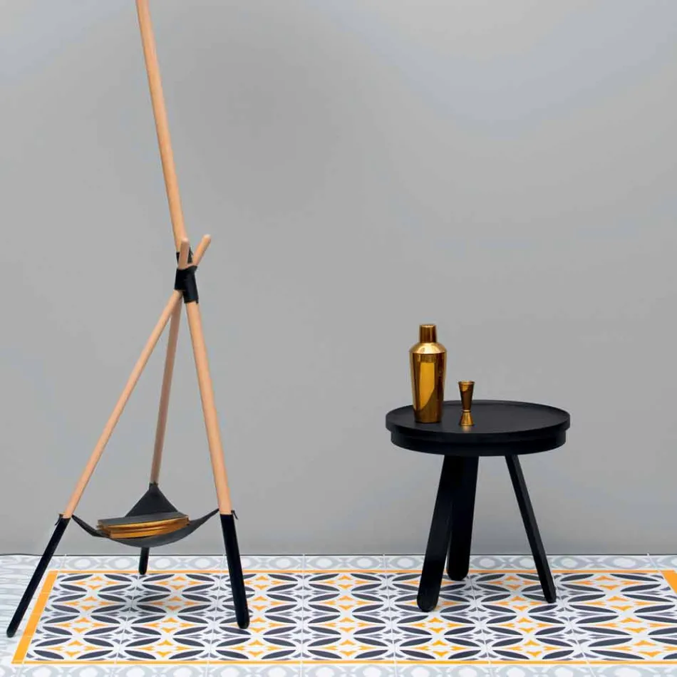 Tavolino da Salotto Design con Piano Rotondo e Gambe in Legno Massello - Salerno Viadurini