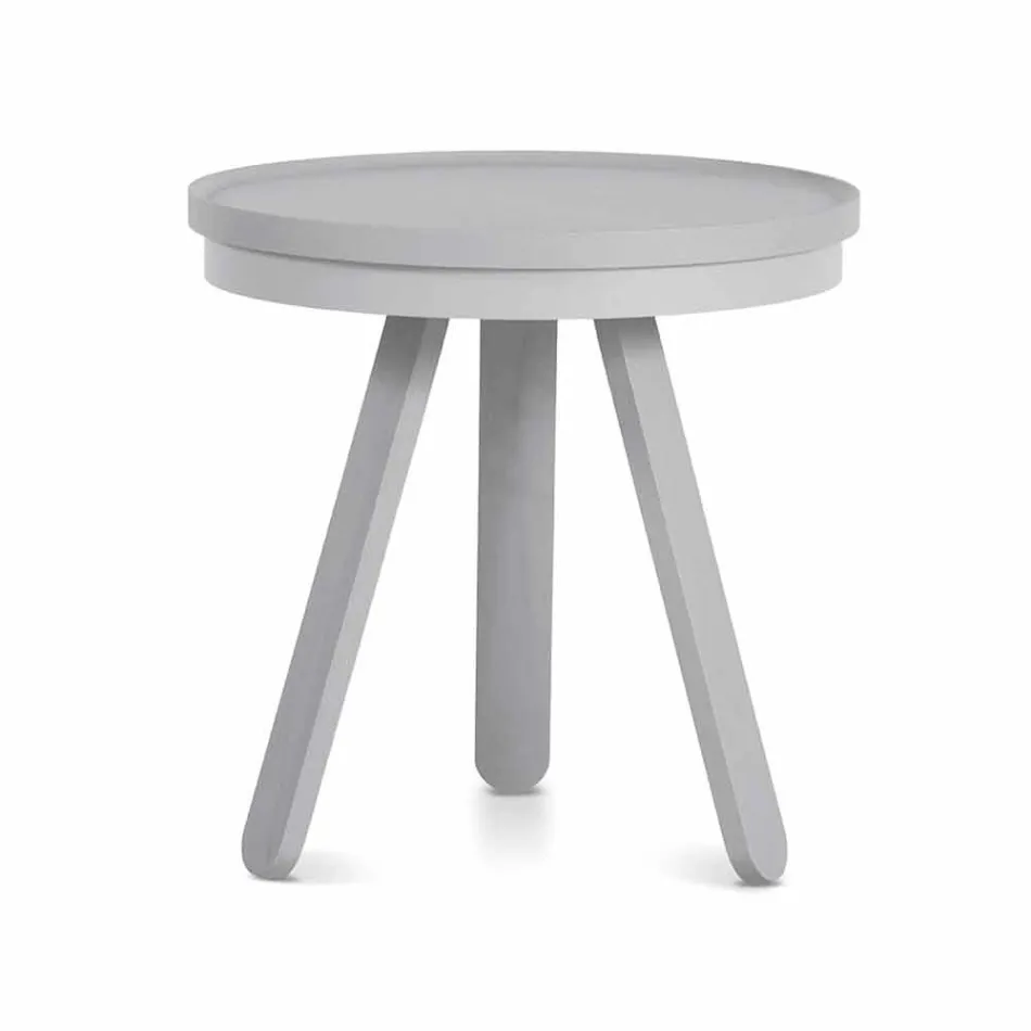 Tavolino da Salotto Design con Piano Rotondo e Gambe in Legno Massello - Salerno Viadurini