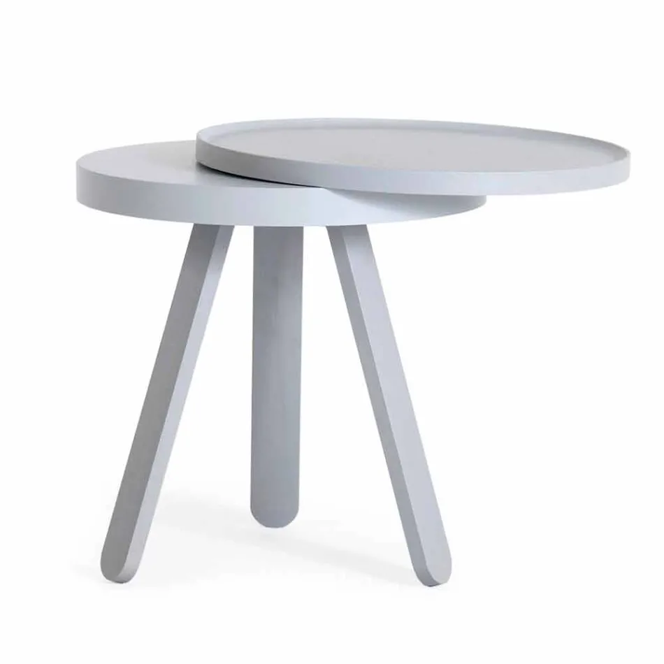 Tavolino da Salotto Design con Piano Rotondo e Gambe in Legno Massello - Salerno Viadurini
