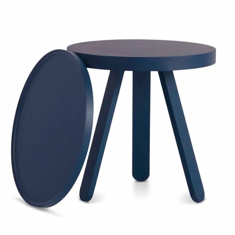 Tavolino da Salotto Design con Piano Rotondo e Gambe in Legno Massello - Salerno Viadurini