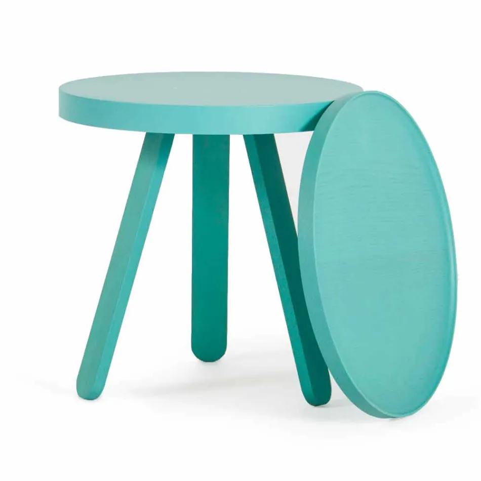 Tavolino da Salotto Design con Piano Rotondo e Gambe in Legno Massello - Salerno Viadurini