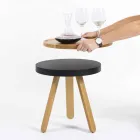 Tavolino da Salotto Design con Piano Rotondo e Gambe in Legno Massello - Salerno Viadurini