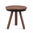 Tavolino da Salotto Design con Piano Rotondo e Gambe in Legno Massello - Salerno Viadurini