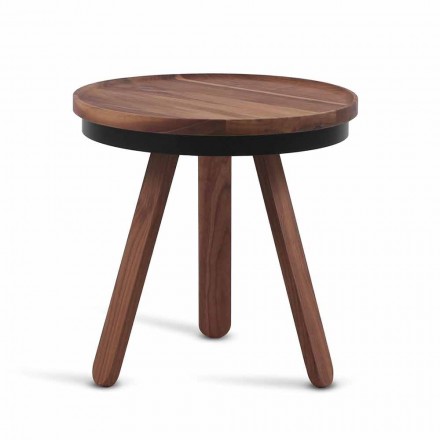 Tavolino da Salotto Design con Piano Rotondo e Gambe in Legno Massello - Salerno Viadurini
