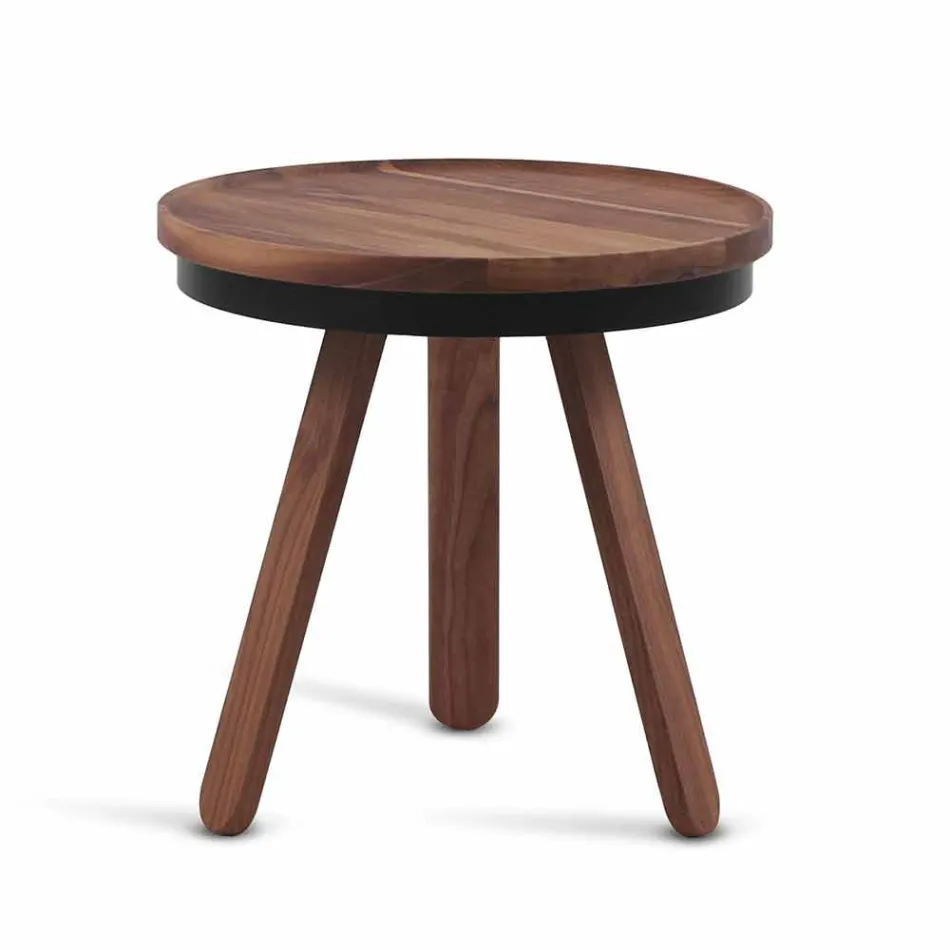 Tavolino da Salotto Design con Piano Rotondo e Gambe in Legno Massello - Salerno Viadurini