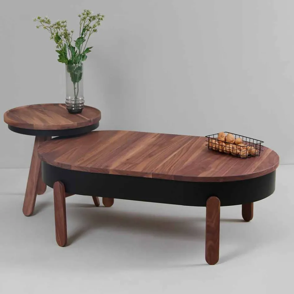 Tavolino da Salotto di Design in Legno Massello e Metallo Laccato - Salerno Viadurini