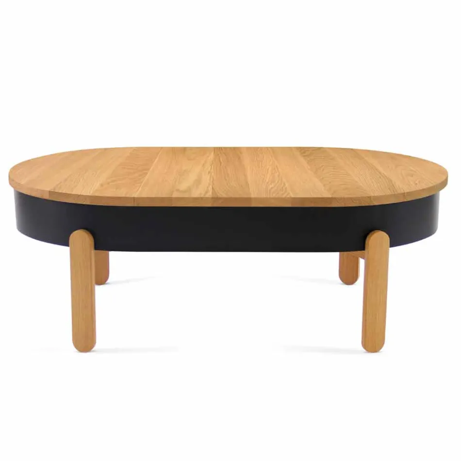 Tavolino da Salotto di Design in Legno Massello e Metallo Laccato - Salerno Viadurini