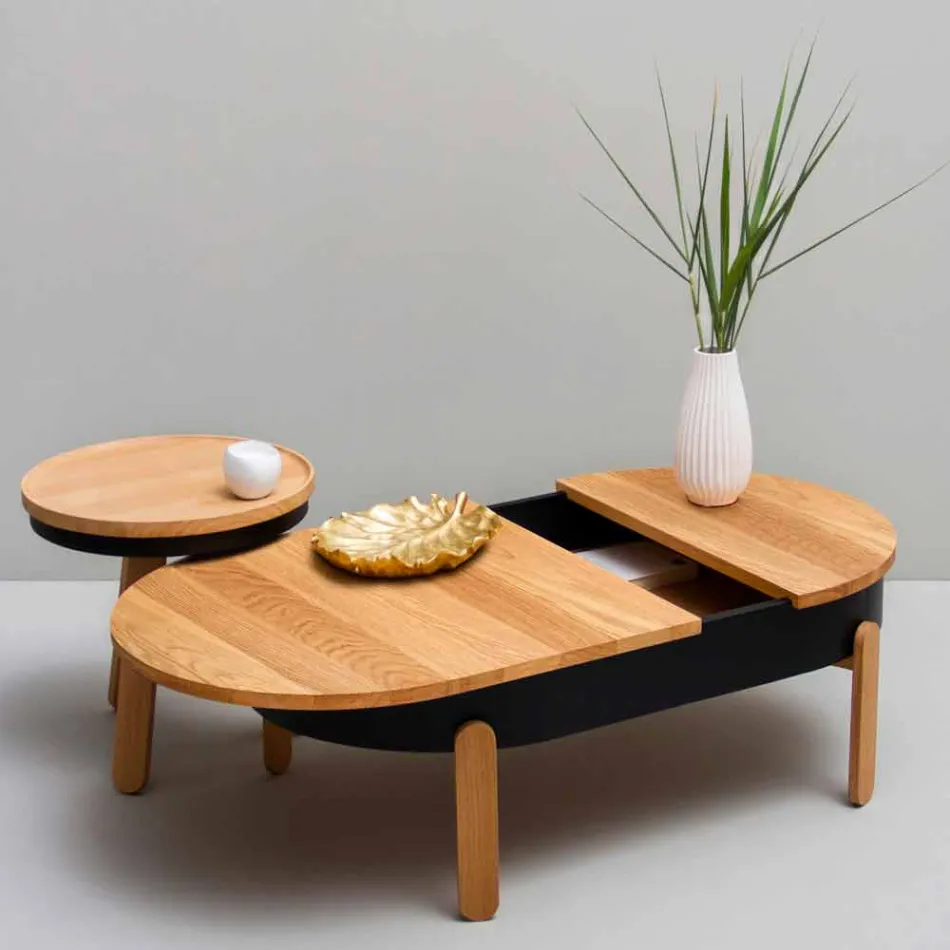 Tavolino da Salotto di Design in Legno Massello e Metallo Laccato - Salerno Viadurini