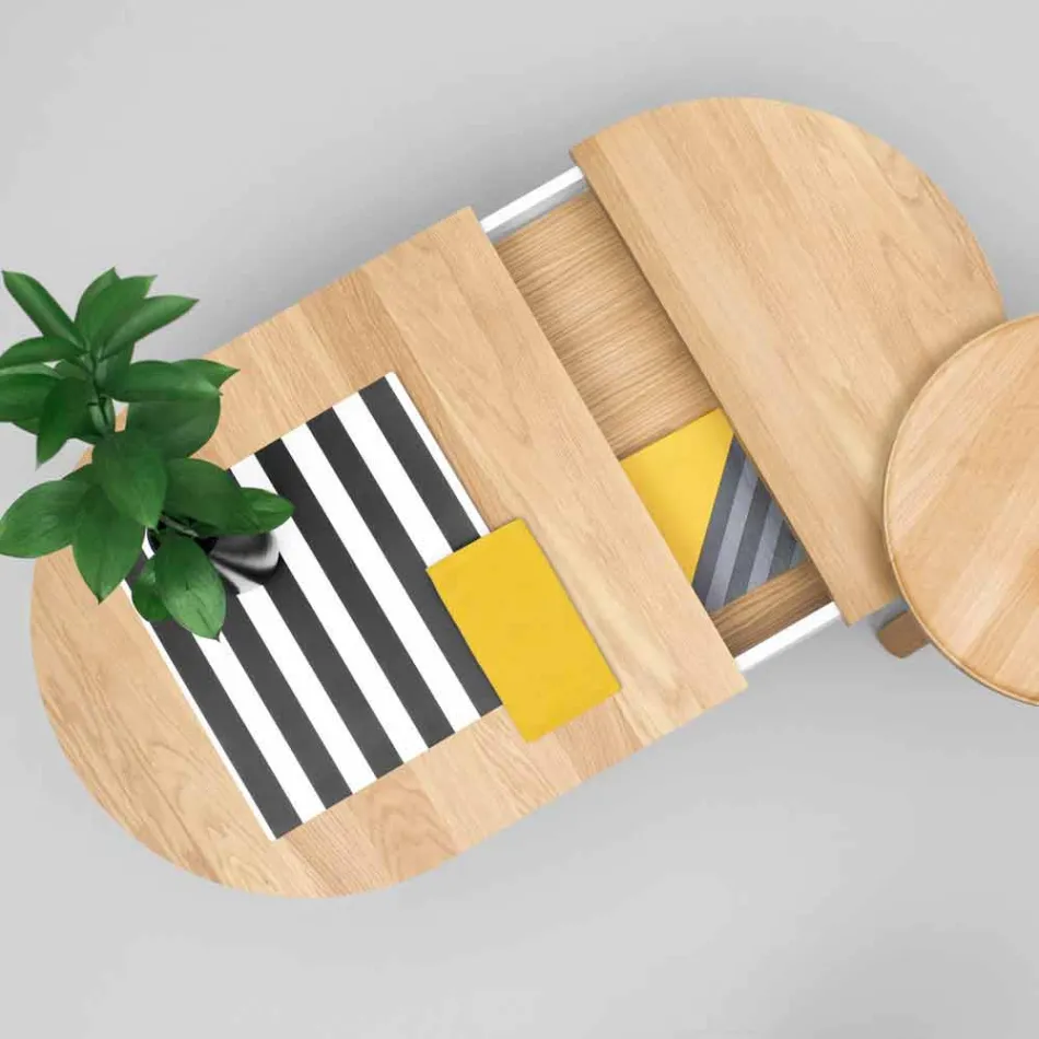 Tavolino da Salotto di Design in Legno Massello e Metallo Laccato - Salerno Viadurini