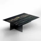Tavolino da Salotto di Design in Marmo con Base in Vetro Made in Italy - Molino Viadurini