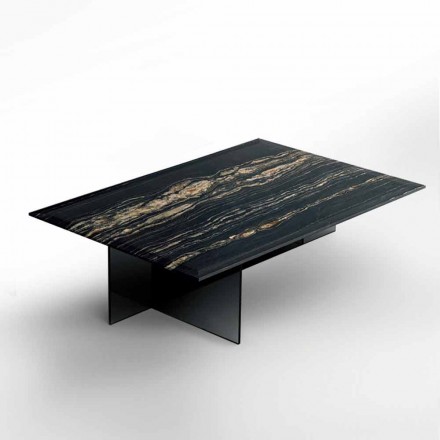 Tavolino da Salotto di Design in Marmo con Base in Vetro Made in Italy - Molino Viadurini