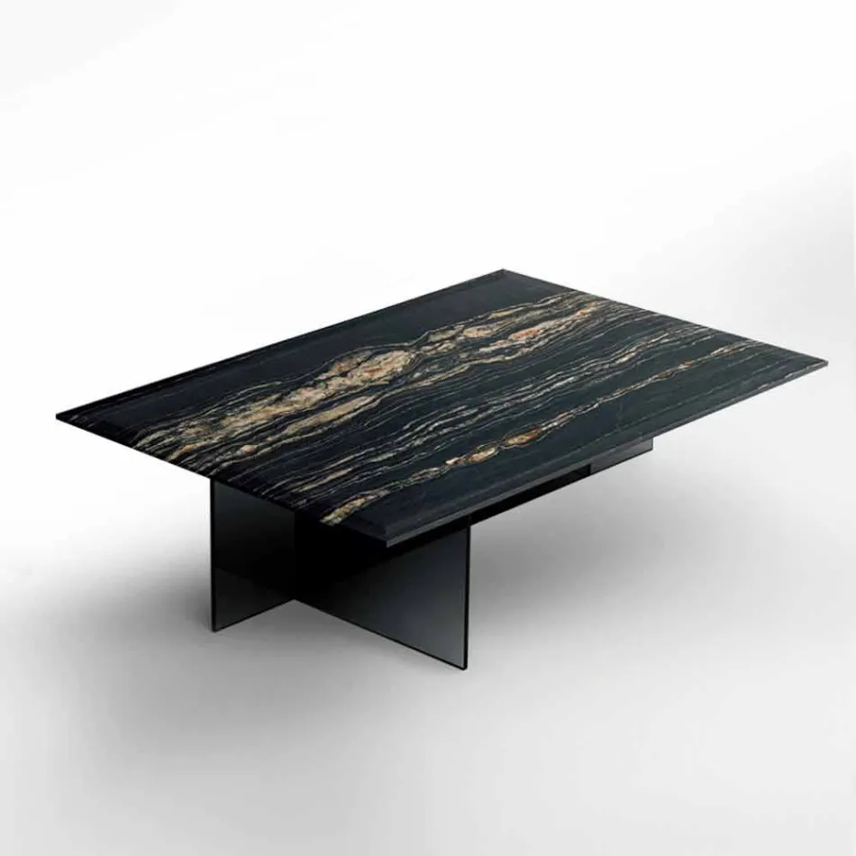 Tavolino da Salotto di Design in Marmo con Base in Vetro Made in Italy - Molino Viadurini