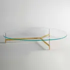 Tavolino da Salotto di Design in Vetro con Base in Metalo Made in Italy  - Cinci Viadurini