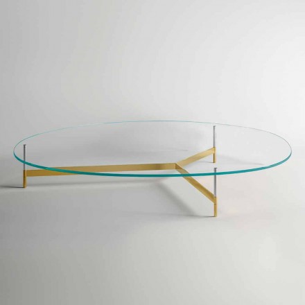 Tavolino da Salotto di Design in Vetro con Base in Metalo Made in Italy  - Cinci Viadurini