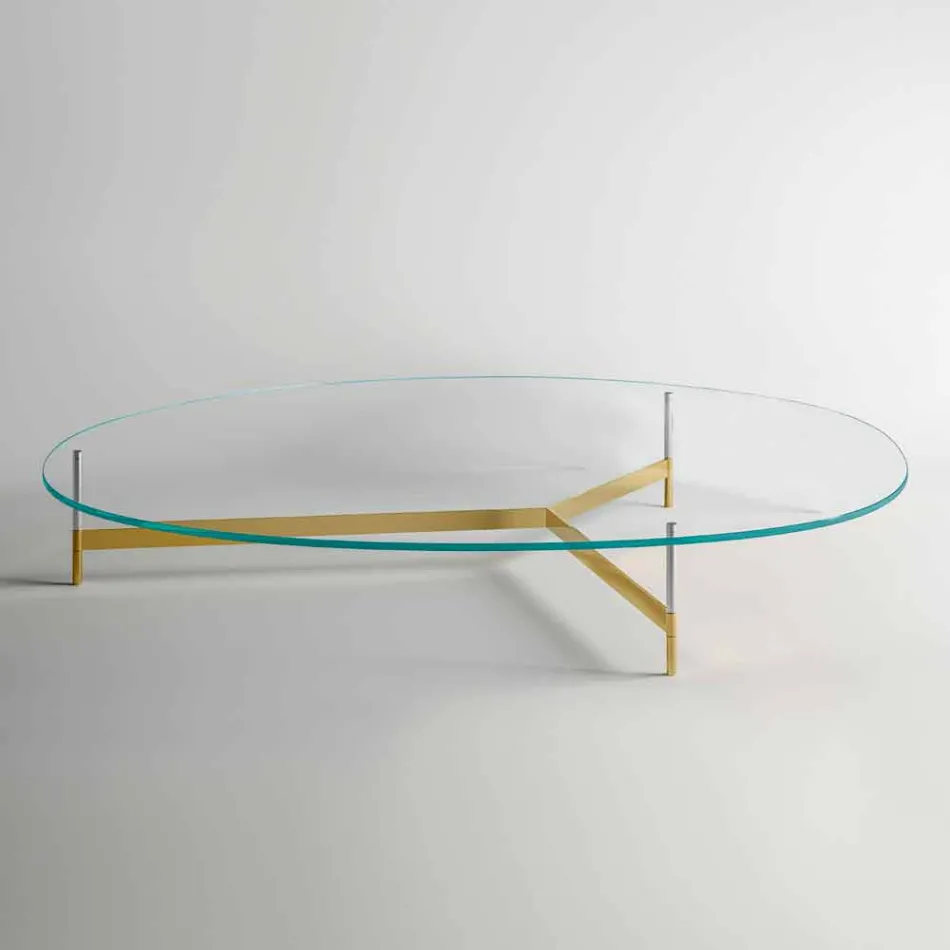 Tavolino da Salotto di Design in Vetro con Base in Metalo Made in Italy  - Cinci Viadurini