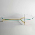 Tavolino da Salotto di Design in Vetro con Base in Metalo Made in Italy  - Cinci