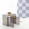 Tavolino da salotto fumé moderno 40x40cm Terry Small, made in Italy