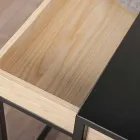 Tavolino da Salotto in Acciaio con Vassoio in Frassino Made in Italy - Merletto Viadurini